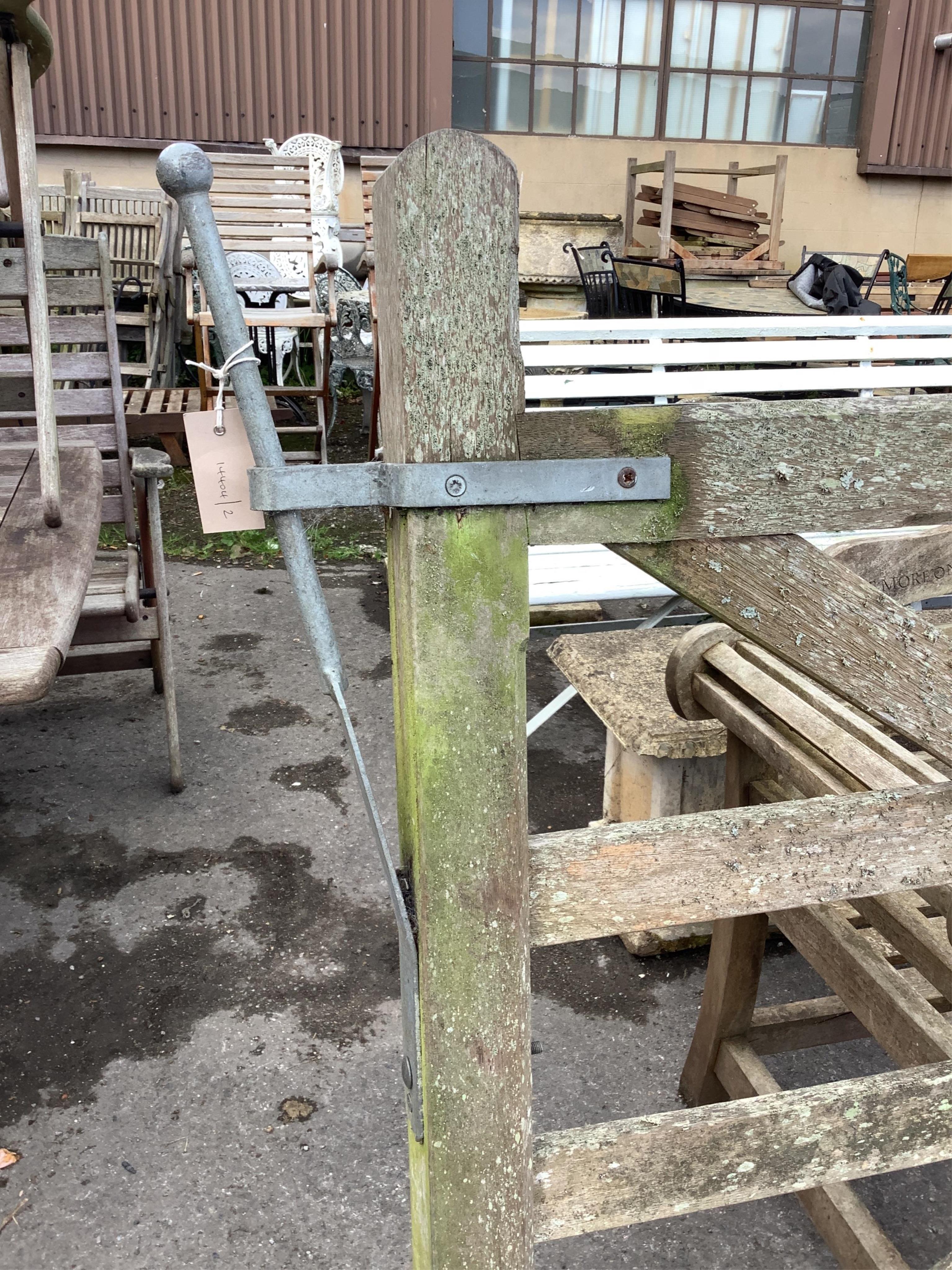 A pair of 10ft Biddenden hardwood gates with galvanised mounts. Condition - fair